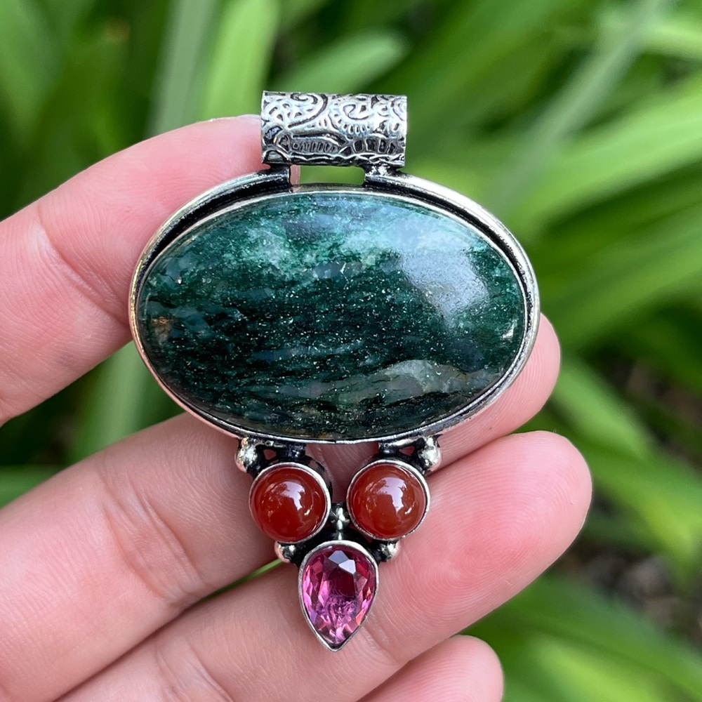 925 silver plated garden Quartz‎ pendant